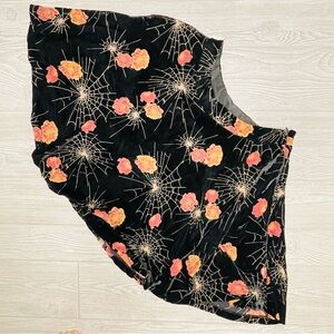 Mod cloth black skirt with spider webs and roses velvet feel Halloween spooky 12